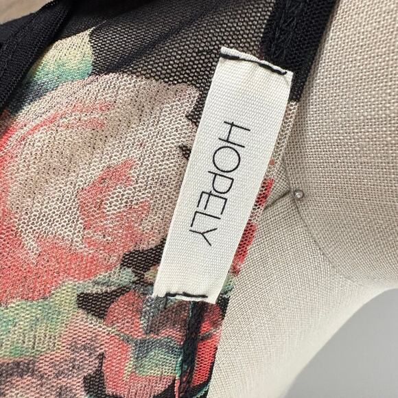 NWT HOPELY Black Floral Print Women's Mesh Short Sleeve Dress Shirt Small - Picture 6 of 7